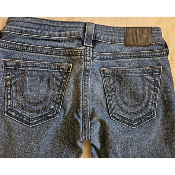 True Religion Denim Blue Jeans Straight Leg Size 27 Low-rise Made In USA - Picture 9 of 16